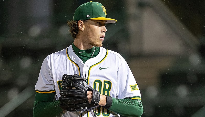 Gabe Craig prepares to throw a pitch. (Credit: Baylor Athletics)