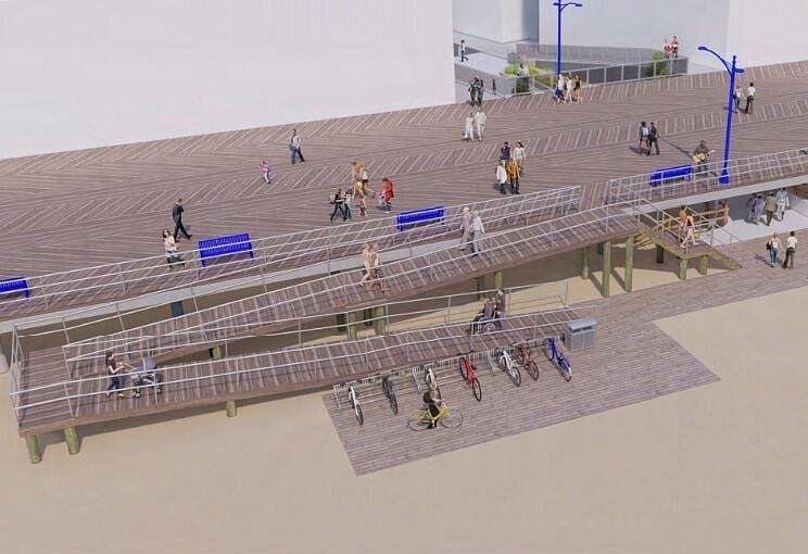 An architectural rendering depicts the new pedestrian ramp that will link the Wildwood Boardwalk with East Rio Grande Avenue. (Courtesy of the city of Wildwood)