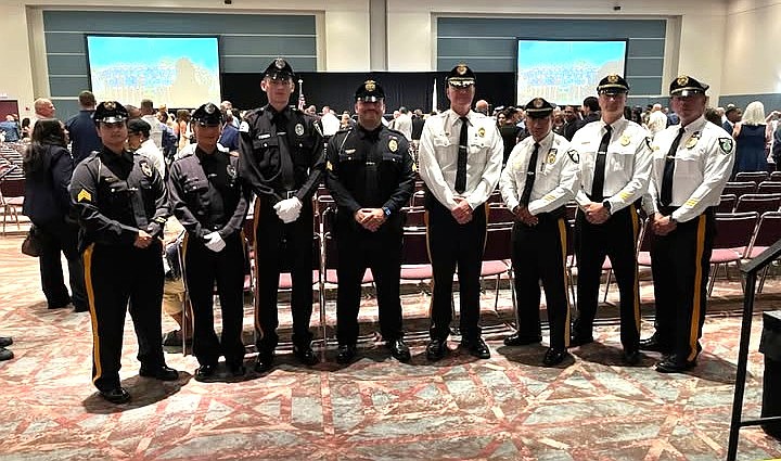 PROVIDED/From left, Sgt. Jessica Fane, Ptl. Christa Voltaggio, SLEO II Brett Grodziak, Sgt. Jake Rando, Police Chief Matthew Hankinson, Capt. Jeffry Lee, Lt. Joseph Scullion and Lt. Christopher Taroncher.