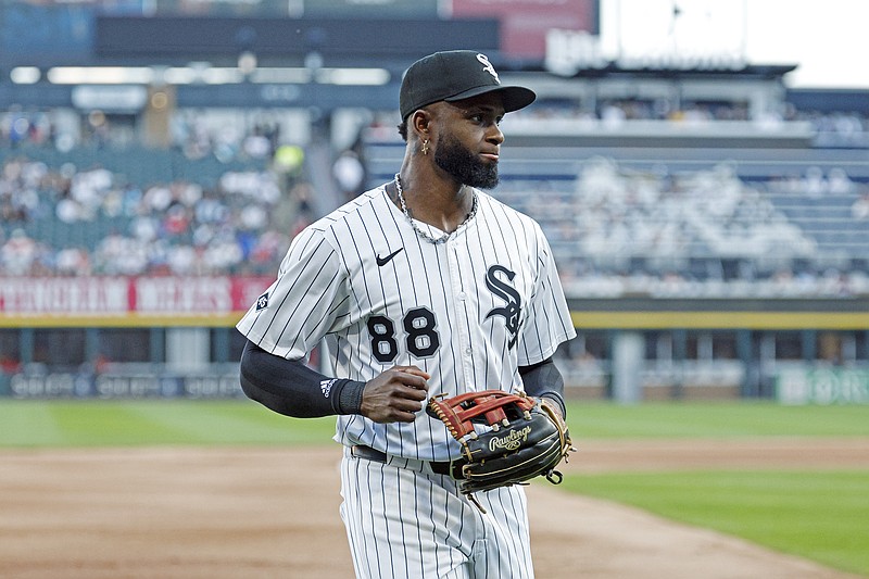 Jul 28, 2025; Chicago, Illinois, USA; Chicago White Sox center fielder Luis Robert Jr. (88) walks back to the dugout during the first inning of a baseball game against the Philadelphia Phillies at Rate Field. Mandatory Credit: Kamil Krzaczynski-Imagn Images