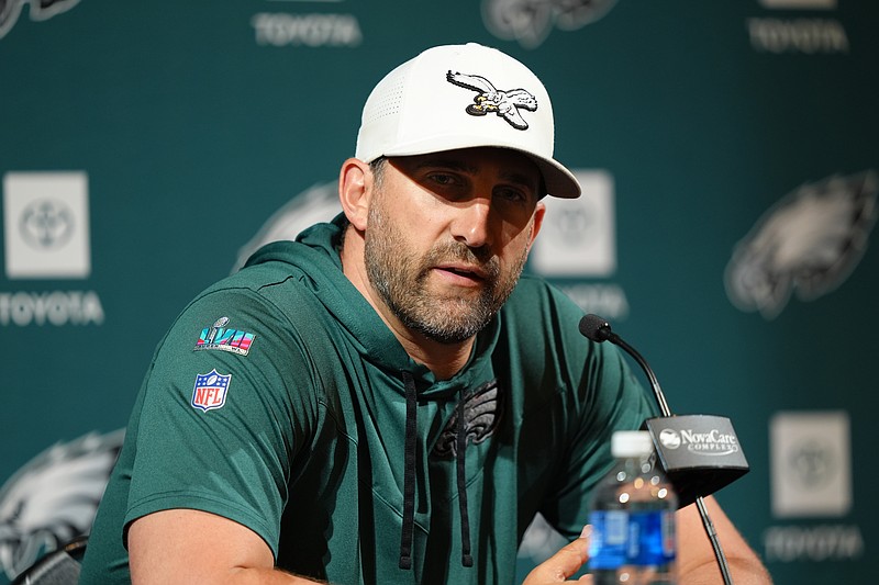 Jun 10, 2025; Philadelphia, PA, USA; Philadelphia Eagles head coach Nick Sirianni addresses media during a press conference at NovaCare Complex. Mandatory Credit: Kyle Ross-Imagn Images