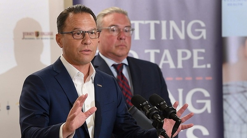 Gov.. Josh Shapiro replies to a reporter's question about the effects of the 'Big Beautiful Bill' on Medicaid and SNAP in Pennsylvania during a press conference at WellSpan Healthâ€™s Jersey College School of Nursing in York July 7, 2025.