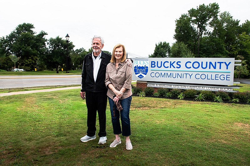 Gene and Marlene Epstein attended the unveiling of a new sign for the Bucks County Community College campus in Bristol Township. (Credit: Eric Parker/Bucks County Community College)