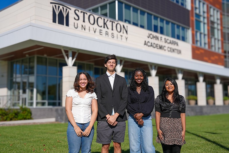 From left, Angelica Medrano, Aaron Simpson, Timaya McGowan and Rubi Reyes Hernandez are the 2025 recipients of the Engelberg Scholarship Leadership Program.