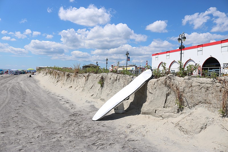 The dunes suffered erosion in Ocean City in the area of 3rd Street to 10th Street after Hurricane Erin's punishing blow last August.
