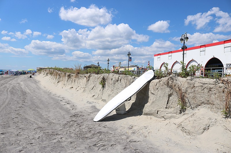 The dunes suffered erosion in Ocean City in the area of 3rd Street to 10th Street after Hurricane Erin's punishing blow last August.