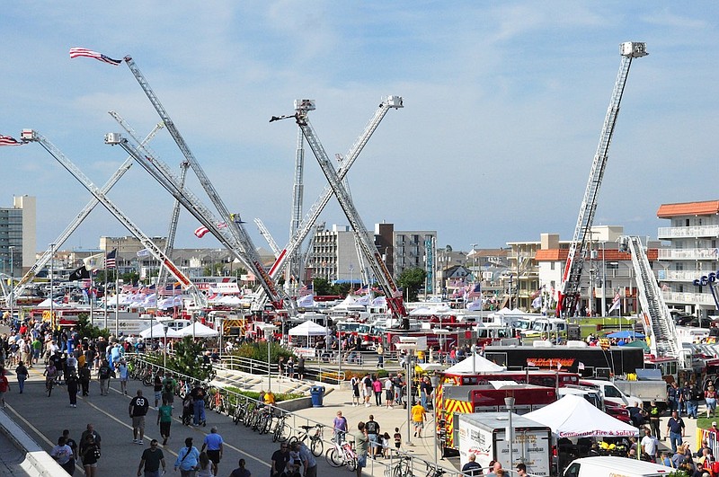 The New Jersey State Firemen’s Convention includes a large display of fire equipment next to the Wildwoods Convention Center. (Photo courtesy of Greater Wildwoods Tourism Improvement and Development Authority)
