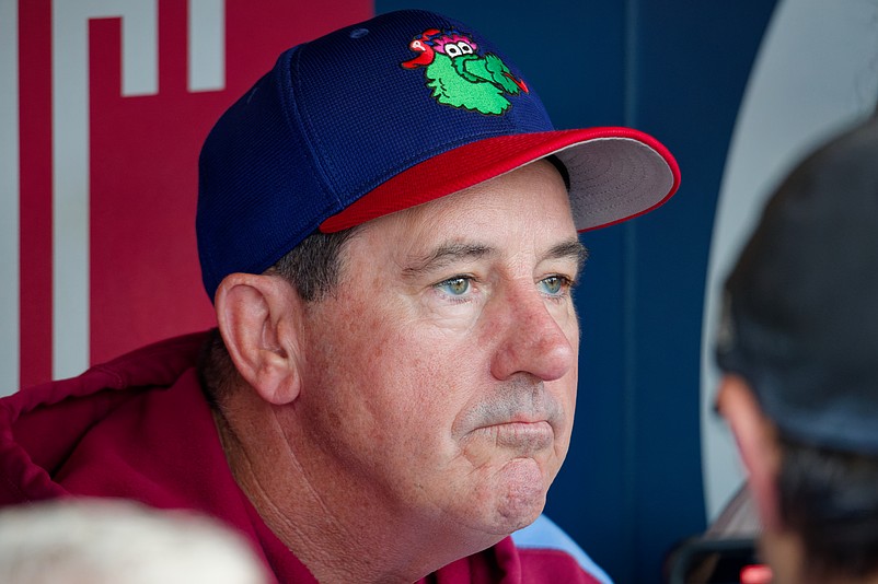 Aug 28, 2025; Philadelphia, Pennsylvania, USA; Philadelphia Phillies manager Rob Thomson speaks to the media before a game against the Atlanta Braves at Citizens Bank Park. (Grace Del Pizzo/On Pattison)