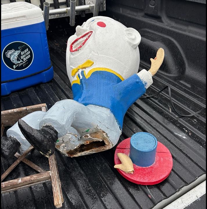 The Humpty Dumpty-like figure is badly damaged after being stolen from a Cape May miniature golf course.