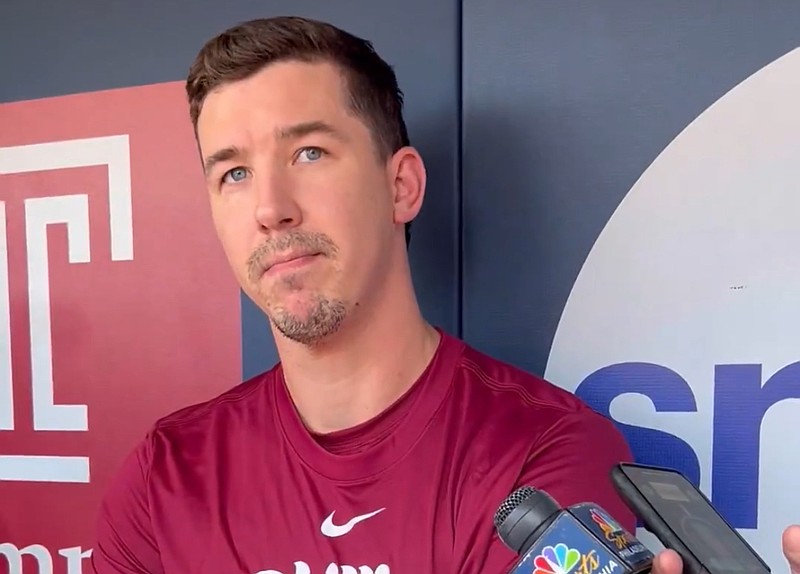 Sept 10, 2025; New Phillies pitcher Walker Buehler speaks to the media. (Credit: Tim Kelly)