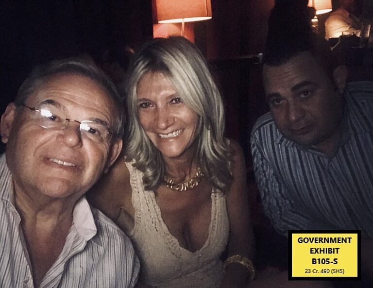 Sen. Bob Menendez takes a selfie with his wife, Nadine, and businessman Wael Hana. The three were co-defendants in an 18-count federal corruption indictment. (Courtesy of U.S. Attorney’s Office, Southern District of New York)