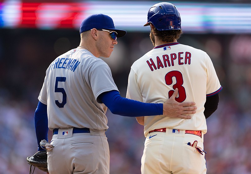 Could Freddie Freeman and the Dodgers face off with Bryce Harper and the Phillies in the postseason? Mandatory Credit: Bill Streicher-USA TODAY Sports