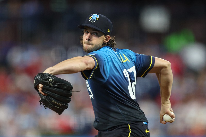 Sep 26, 2025; Philadelphia, Pennsylvania, USA; Philadelphia Phillies pitcher Aaron Nola (27) throws a pitch against the Minnesota Twins during the second inning at Citizens Bank Park. Mandatory Credit: Bill Streicher-Imagn Images