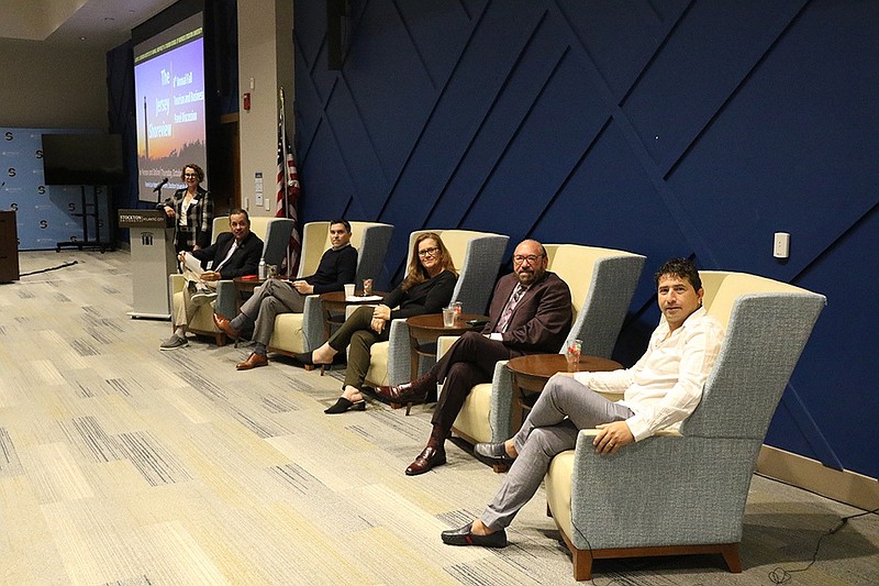 Panelists discuss the 2025 summer tourism season during the Jersey Shoreview forum hosted by Stockton University's Lloyd D. Levenson Institute of Gaming, Hospitality and Tourism. (Photo courtesy of Stockton University)