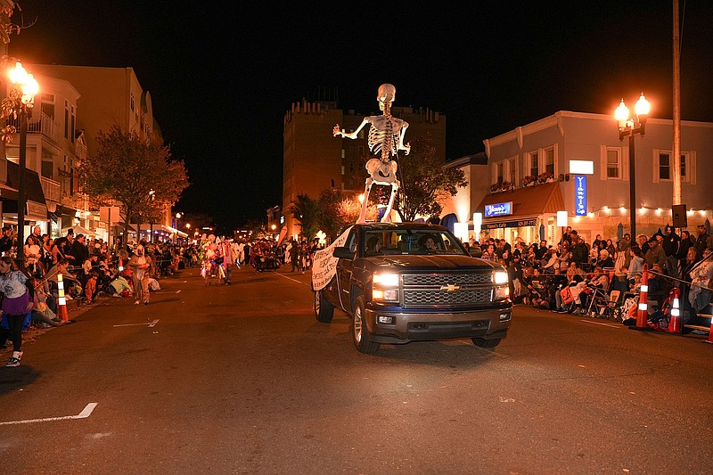 A giant skeleton is part of the spooky fun as the Halloween Parade rolls down Asbury Avenue in 2024. (Photo courtesy of Ocean City)
