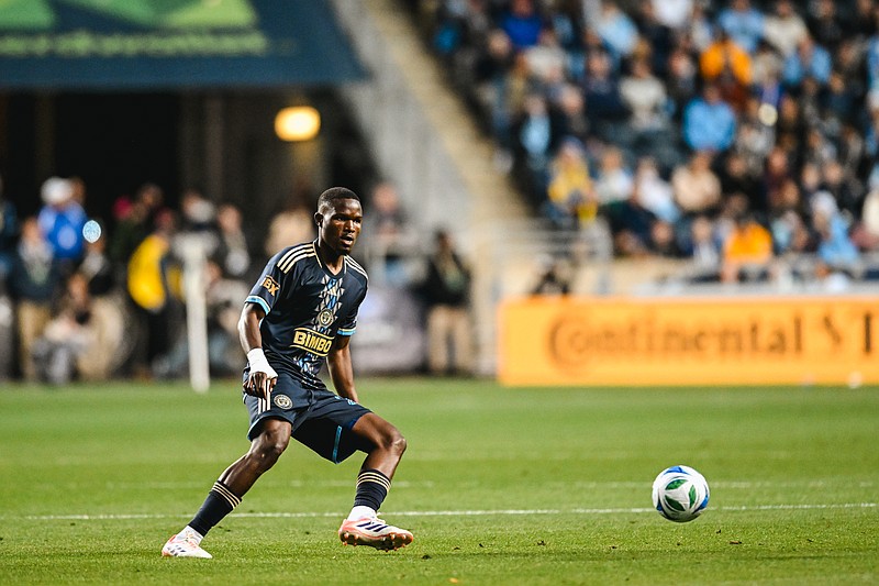 Union defender Olwethu Makhanya passes the ball during Sunday's playoff game with the Chicago Fire. (Courtesy of Philadelphia Union)