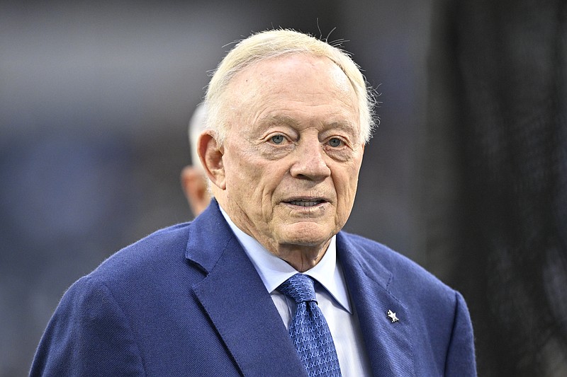 Sep 28, 2025; Arlington, Texas, USA; Dallas Cowboys owner Jerry Jones looks on before the game against the Green Bay Packers at AT&T Stadium. Mandatory Credit: Jerome Miron-Imagn Images