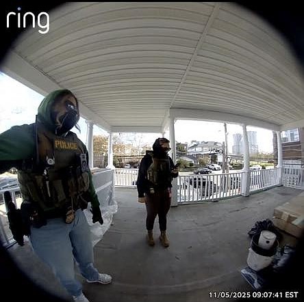 A screenshot shows agents on an Atlantic City porch Wednesday morning.