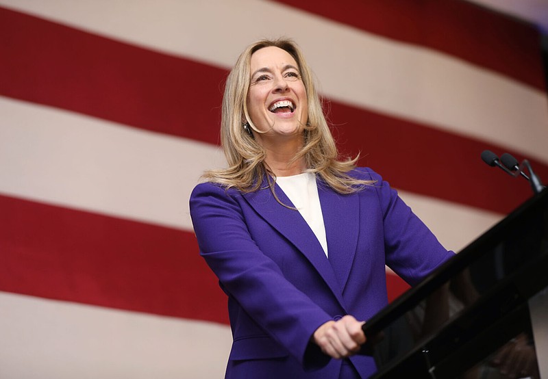 Gov.-elect Mikie Sherrill (D) makes her victory speech in front of supporters at the Hilton East Brunswick on Nov. 4, 2025. (Photo by Amanda Brown for New Jersey Monitor)