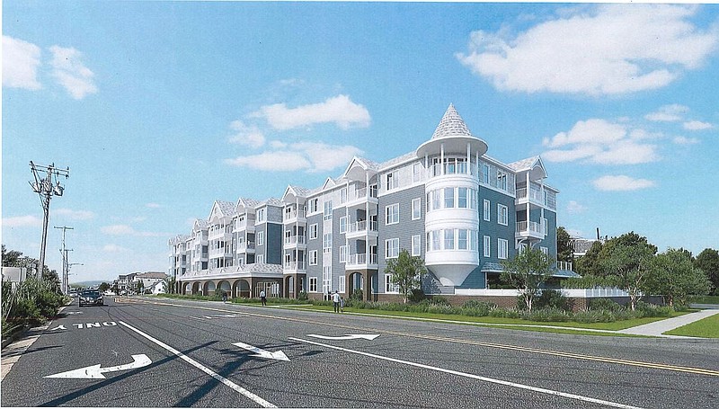An architectural rendering depicts the proposed 43-unit condominium development overlooking Bay Avenue and 34th Street.