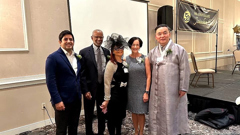 Local and state leaders joined the celebration, including (from left to right) Commissioner Makhija, Senator Haywood, Rev. Dr. Lorina Marshall-Blake (IBX Foundation), Secretary Arkoosh, and George Choe (Philip Jaisohn Memorial Foundation) at the 50th Anniversary Gala. (Credit: Philip Jaisohn Memorial Foundation)