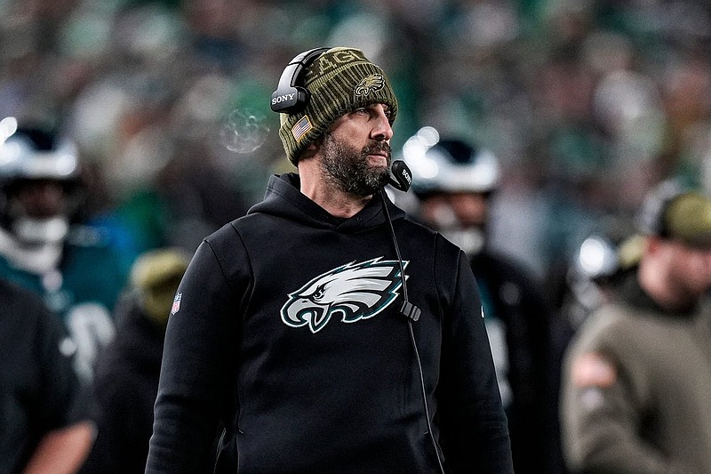 Philadelphia Eagles head coach Nick Sirianni watches a play against Detroit Lions during the first half at Lincoln Financial Field in Philadelphia on Sunday, November 16, 2025.