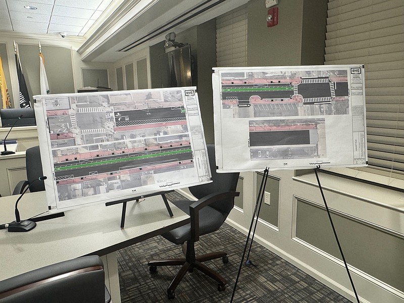 Plans for the Washington Avenue streetscape project were on display during a public meeting with residents Monday, Nov. 24, 2025.