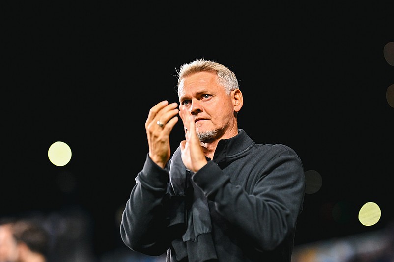 Union coach Bradley Carnell during the Oct. 4 game against New York City FC.
