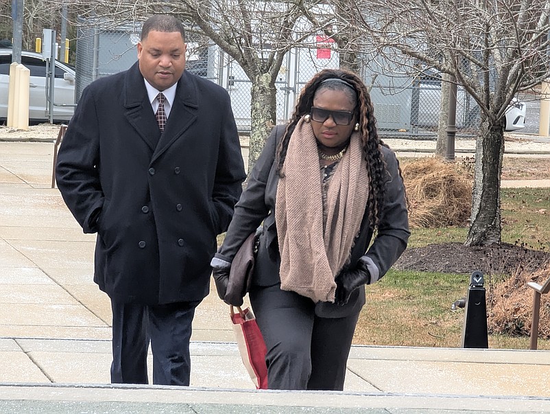 Atlantic City Mayor Marty Small and his wife, La'Quetta, arrive at the courthouse for the start of his trial.