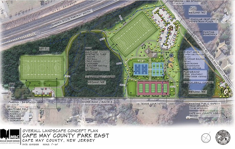 A rendering depicts the Cape May County Park East concept plan. (Courtesy of Cape May County)