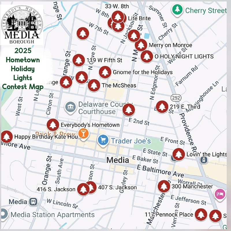 Get out to see the holiday light displays in Media Borough. Voting ends today! (Image courtesy of Media Borough)