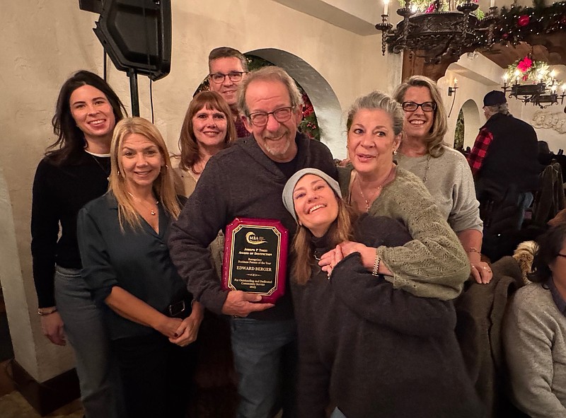 From left, Alex Leotta, Commissioner Cathy Horn, Anna Maria Blescia, Fire Chief Dan Adams, MBA President Ed Berger, Melissa Berger, Maria De Phillipo and Chrissy Tracy.