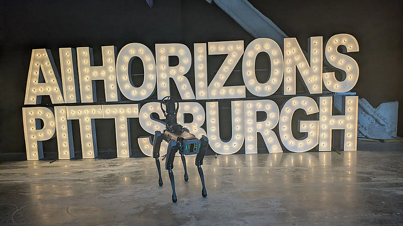 A robot on display at the AI Horizons summit in Pittsburgh, Sept. 11, 2025. Photo: Christina Lengyel / The Center Square
