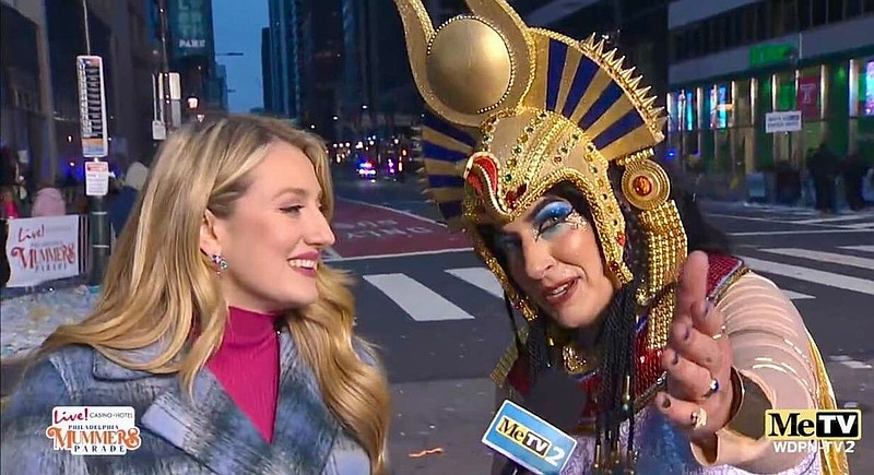 Hegeman Captain Kelliann Gallagher being interviewed during 2026 Mummers Parade.