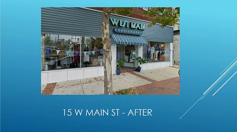 Photo showing an upgraded façade of West Main Consignment at 15 W. Main Street in Lansdale after a façade improvement grant funded by the town, as presented to borough council on Dec. 17, 2025. (Image courtesy of Lansdale Borough)