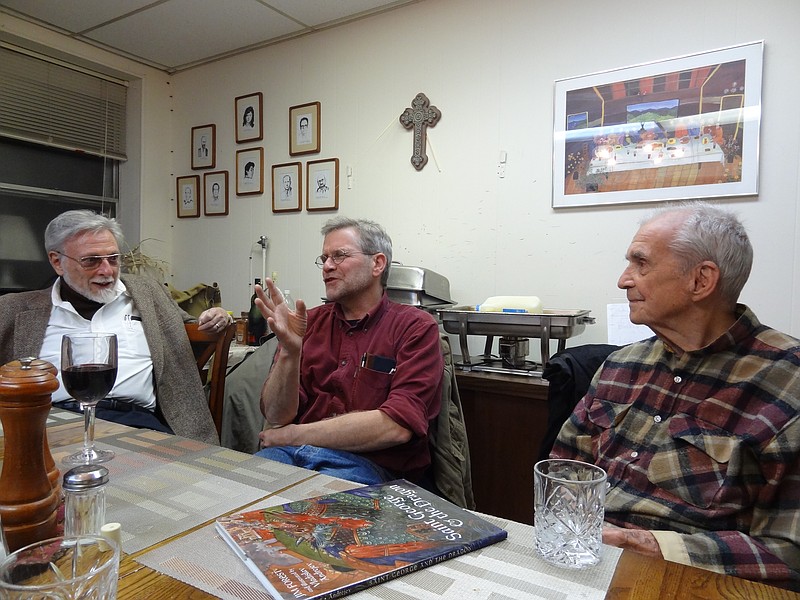 Tom Cornell, Michael Baxter, and Dan Berrigan, 2011. Photo by Jim Forest via Flickr.