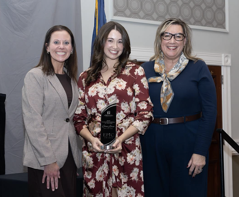 The Delaware County Chamber of Commerce recently recognized Gina Lizzo, center, as the Young Professional of the Year during its EPIC Awards. (Image courtesy of DCCC Facebook)
