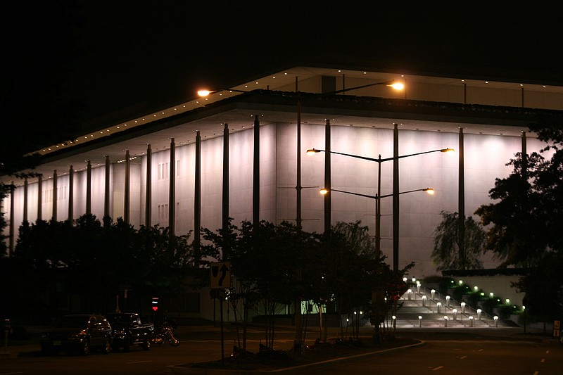 The Kennedy Center at night. (Credit: Aude via Wikimedia Commons)