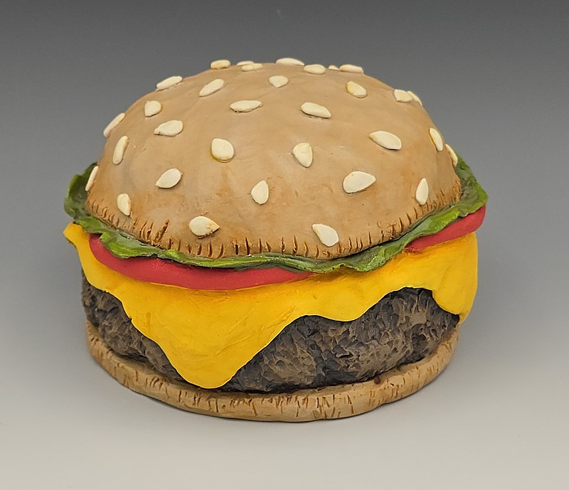 “Hamburger,” ceramics, by Eva Hozinez, 2025. Montgomery County Community College’s biennial Alumni Art Exhibition will be on display in the Montco Cultural Center Fine Arts Center Gallery on the Blue Bell Campus, Wednesday, Jan. 14 – Friday, Feb.13. Photo by Patrick Rodgers