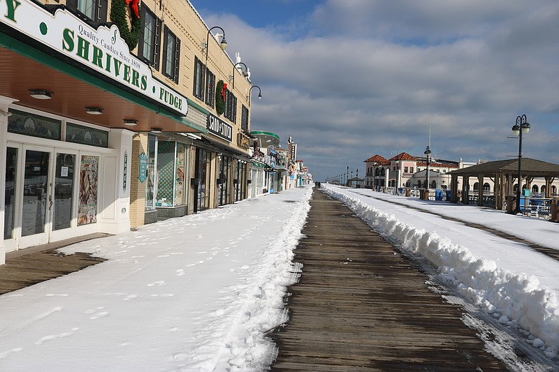 Typically bustling with people, the Boardwalk in Ocean City appears desolate a day after the storm. (Photos by Donald Wittkowski)