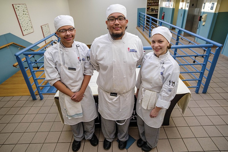 The winning team of Kaden Boyd Leonard, Kenneth Valente and Jasmine Gonzalez-Alegria. (Atlantic Cape Community College/Craig Matthews)
