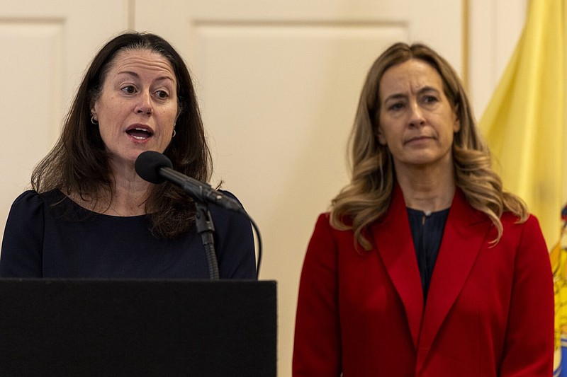 Acting Attorney General Jennifer Davenport, left, and Gov. Mikie Sherrill. (Photo by Anne-Marie Caruso/New Jersey Monitor)