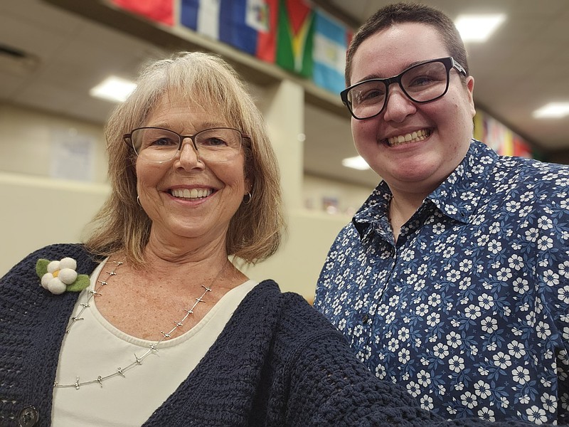 Grey Cubano, right, found a new path and acceptance at Atlantic Cape Community College, with a nod to Social Science Professor Heather Boone, left. (Atlantic Cape Community College)