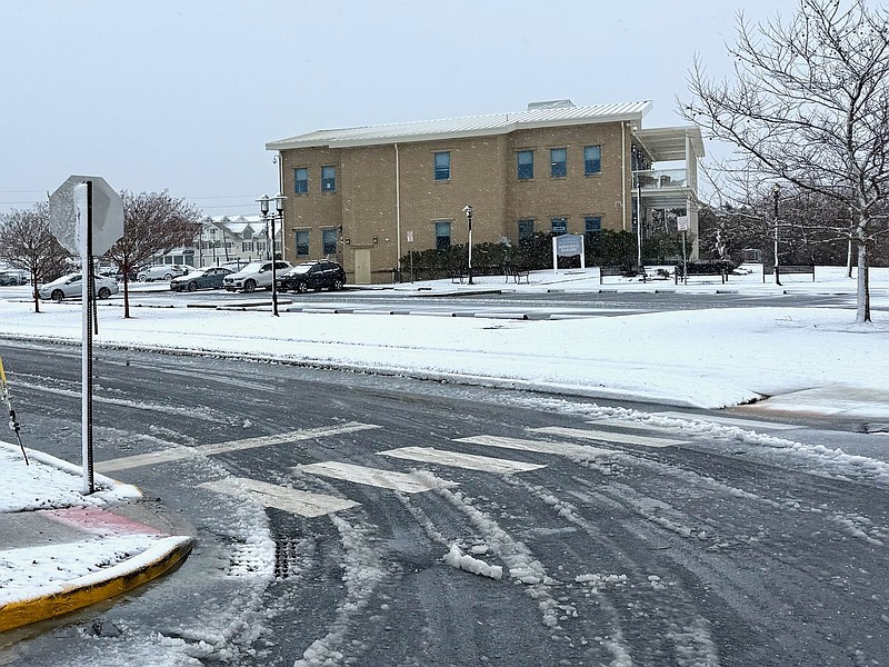 Snow covers the sidewalks near the Sea Isle City Library. (Photo courtesy of Sea Isle City Public Information Officer Katherine Custer)
