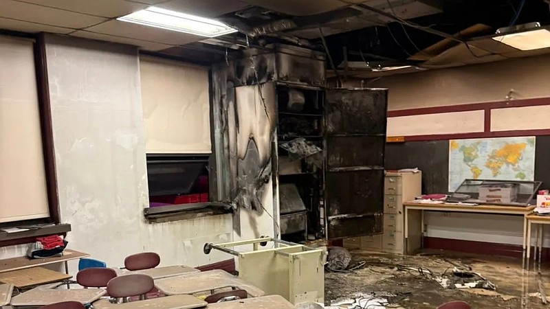 The fire damages a classroom on the third floor of Wildwood High School. (Photo courtesy of Wildwood Fire Department Facebook page)