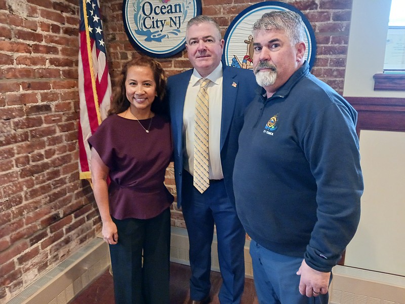 City Council candidates Jocelyn Palaganas and Tony Polcini flank Council President Terry Crowley Jr. after submitting their nominating petitions Thursday. Crowley is not up for re-election, but is endorsing Palaganas and Polcini in the May 12 municipal election.