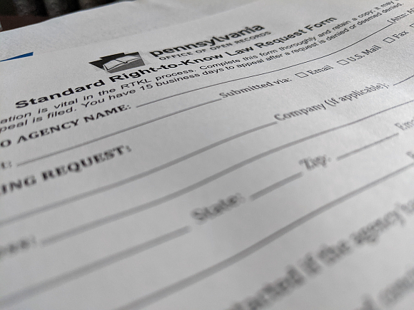 A standard Pennsylvania Right To Know form. (Credit: Tom Sofield/LevittownNow.com)