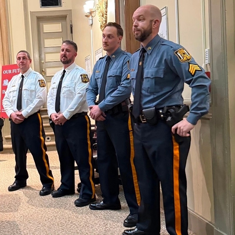 The four Cape May police officers attend their promotions ceremony. (Courtesy of Cape May Facebook page)