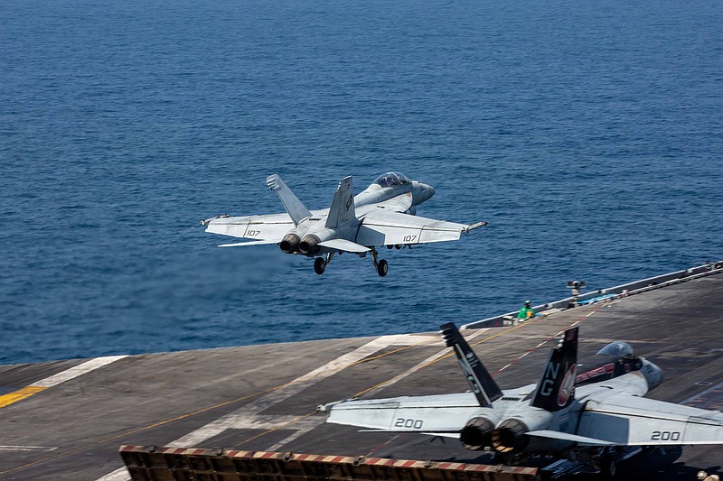 An F/A-18F Super Hornet, attached to Strike Fighter Squadron (VFA) 41, launches from the flight deck of Nimitz-class aircraft carrier USS Abraham Lincoln (CVN 72) in support of Operation Epic Fury, Feb. 28, 2026. (U.S. Navy photo)