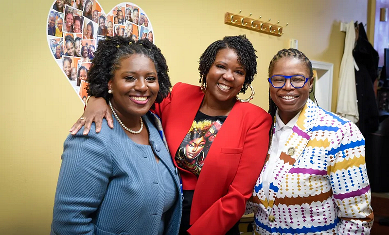 Speaker of the House Joanna McClinton, (D-Philadelphia/Delaware), left, in 2019. This year she co-sponsored the bill with Rep. La’Tasha Mayes, D-Allegheny, right. (Courtesy of the Pennsylvania House Democratic Caucus)